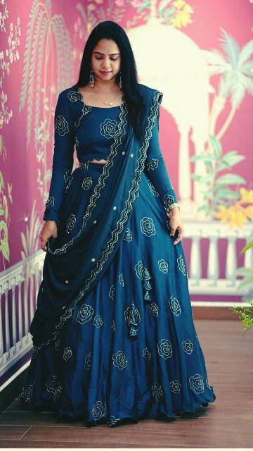 Launching Festival Special Pc 553 Chinon Blue Lehenga choli manufacturers